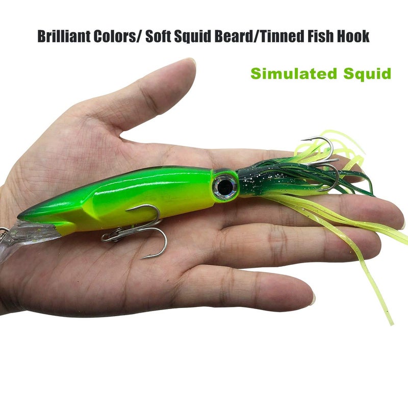 DAMIDEL 4 Pcs Large Simulation Squid Fishing Lures Bait Kit, Over 5.5 in/ 43g, 3D Holographic Eyesï¼ŒBuilt-in Multicolored Lead BlocksThrough Heavy Duty ï¼ŒStable and Tempting - Image 2